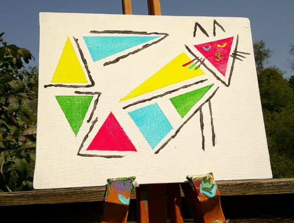 Geometric Cat No 1 Painting Large - Image 2