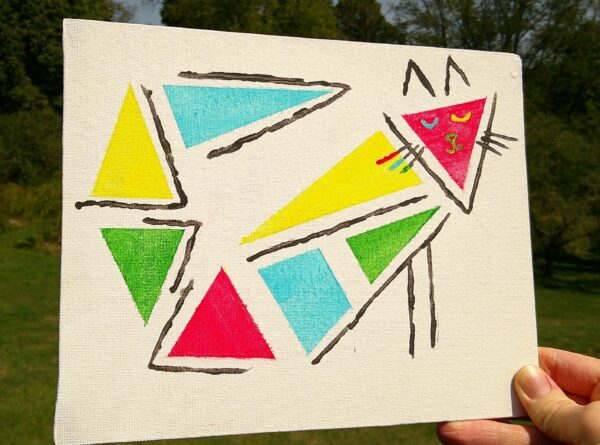 Geometric Cat No 1 Painting Large