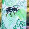 Sapphire Weevil on a Leaf Watercolor Painting