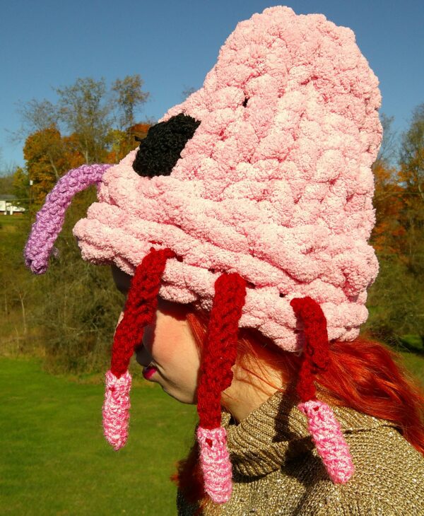 Pink Hand Knit Weevil Hat - Image 2