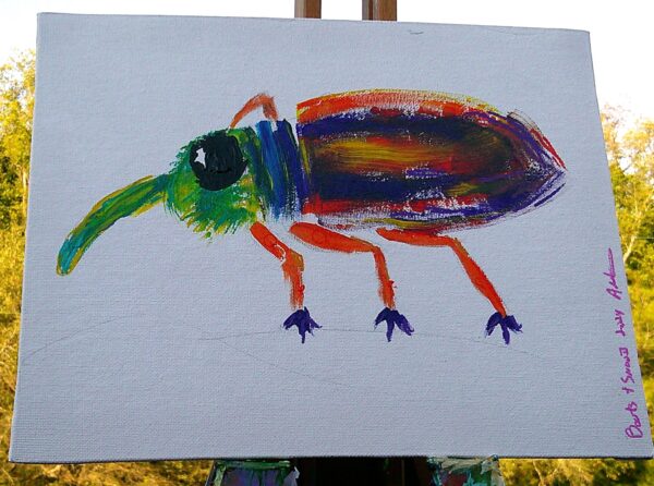 Rainbow Weevil Fan Painting - Image 3