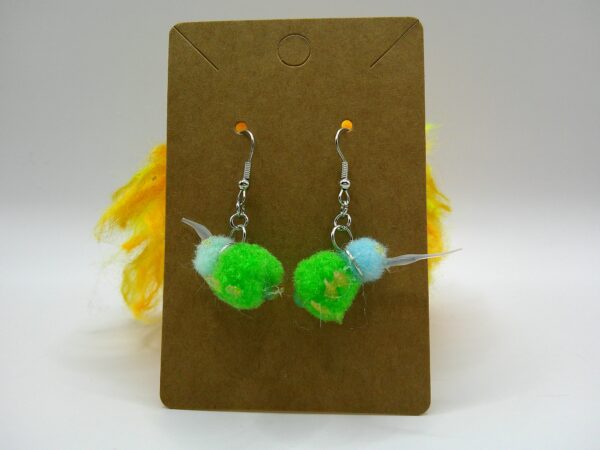 Green and Blue Puffball Weevil Earrings - Image 3