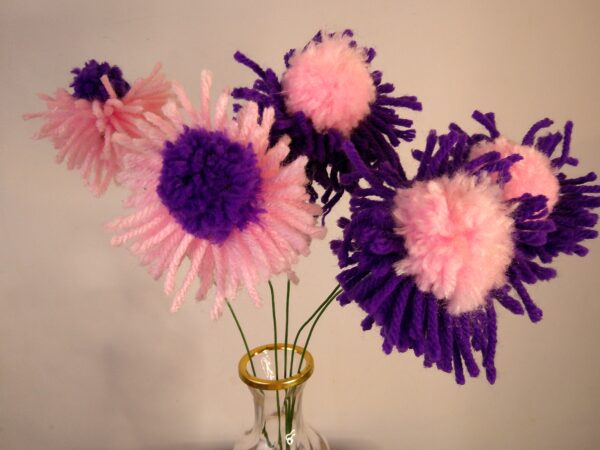 Charming Puffball Petal Flowers Pink and Purple