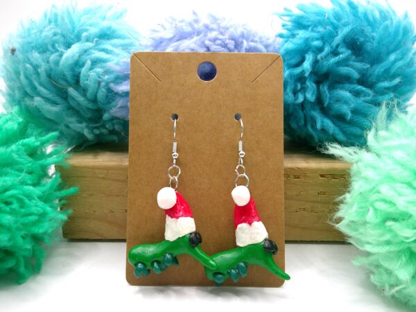 Festive Weevil in a Santa Hat Earrings - Image 3